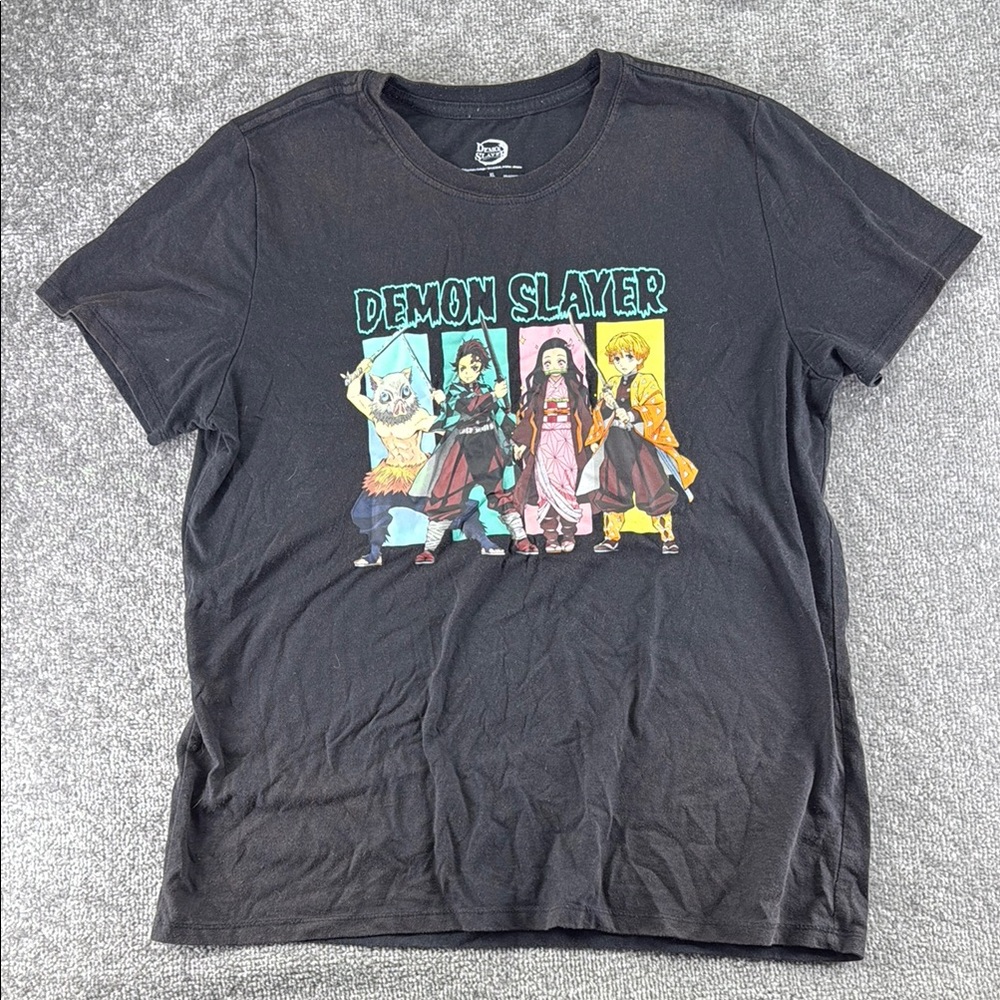 Demon Slayer Black Graphic Short Sleeve Shirt Womens XL Anime